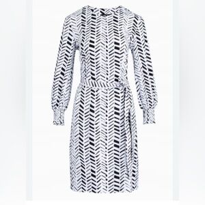 armani exchange Black and White Patterned Dress long sleeve